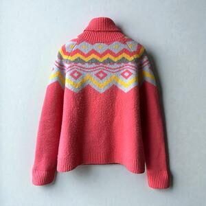 THML Coral Fair Isle Turtleneck Sweater, Size S